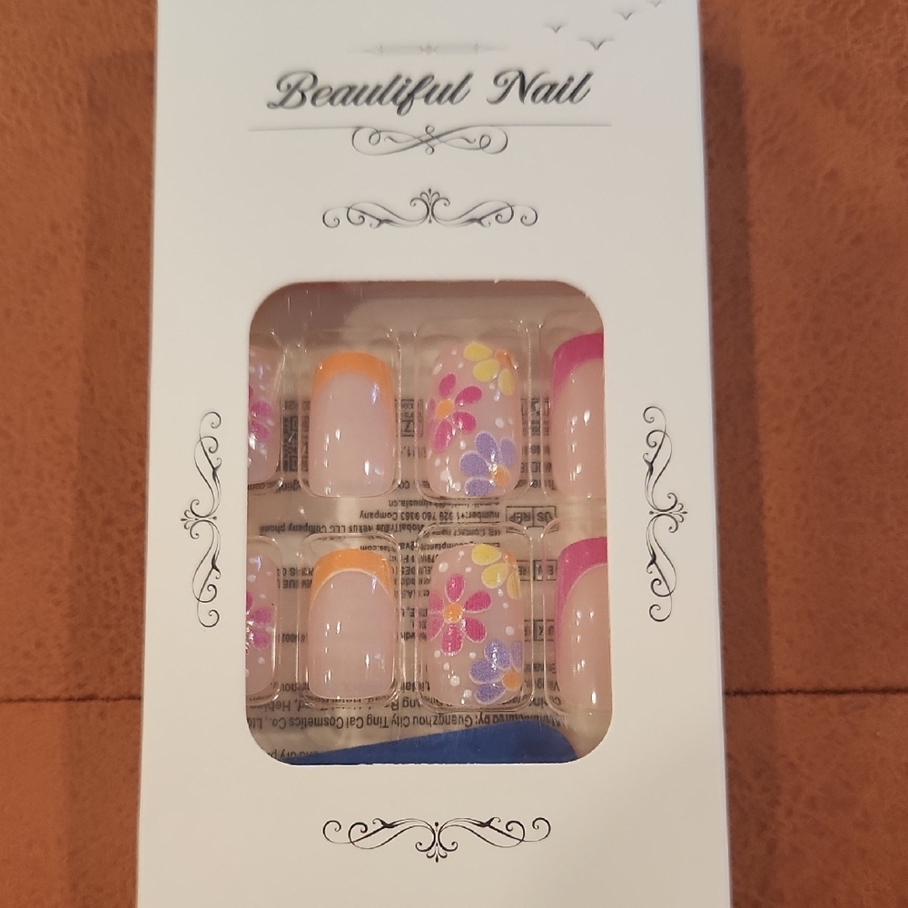 Colorful Floral Press-On Nails